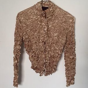 Simon Chang gold crinkle top / shirt ✨